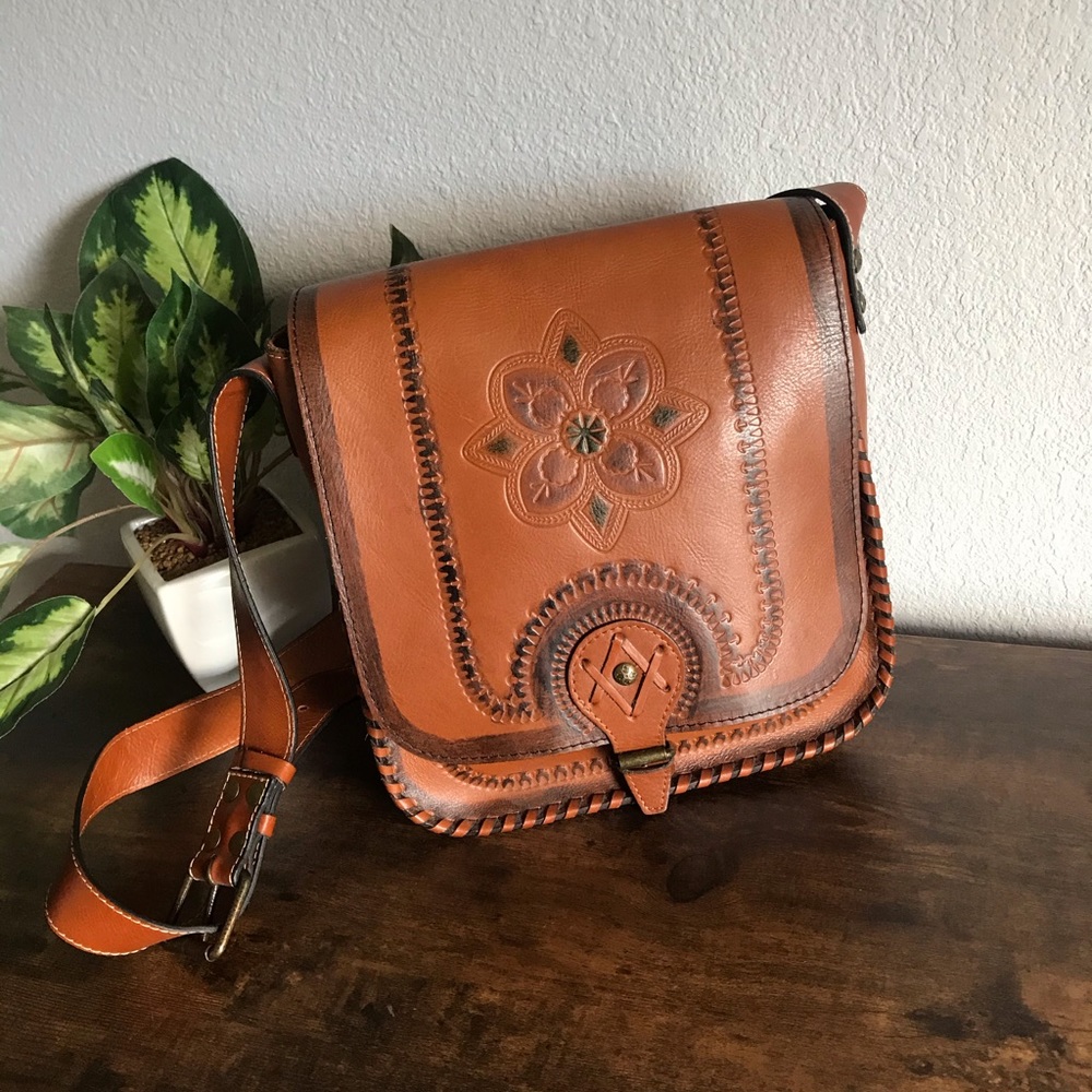 Patricia Nash Italian Leather Satchel Crossbody